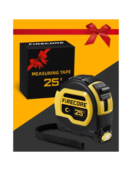 Cinta Métrica Firecore 7.62m con Fracciones y Gancho Magnético