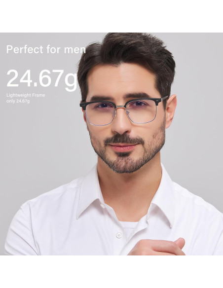 Gafas bloqueadoras de luz azul ANRRI para hombres - Estilo Browline