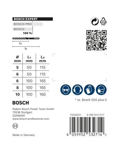 Juego de Brocas de Martillo Bosch EXPERT SDS plus-7X 5-10 mm