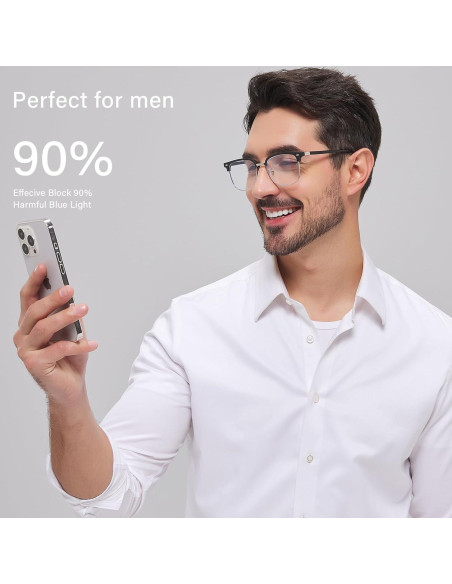 Gafas bloqueadoras de luz azul ANRRI para hombres - Estilo Browline