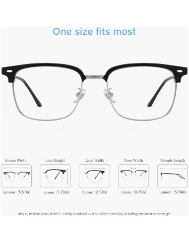 Gafas bloqueadoras de luz azul ANRRI para hombres - Estilo Browline