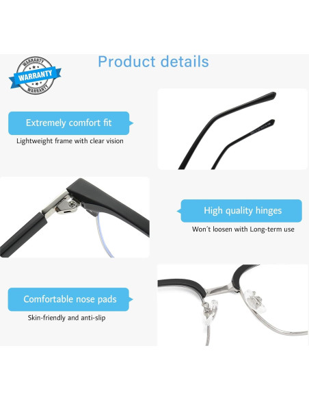 Gafas bloqueadoras de luz azul ANRRI para hombres - Estilo Browline