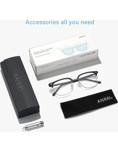 Gafas bloqueadoras de luz azul ANRRI para hombres - Estilo Browline