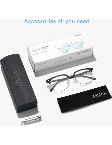 Gafas bloqueadoras de luz azul ANRRI para hombres - Estilo Browline