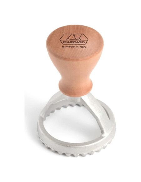 Sello de Ravioli Redondo Marcato 4.8 cm Aluminio y Madera
