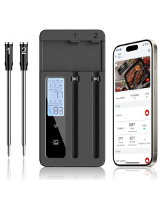 Termómetro de Carne Inalámbrico ROUUO con Duales Probetas