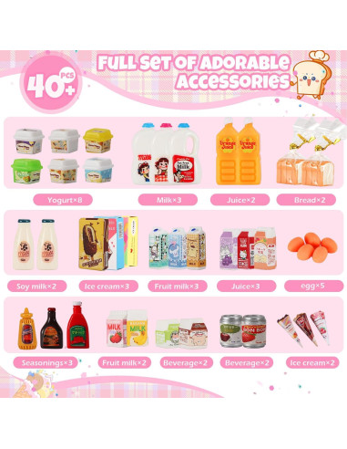 Mini Refrigerador Juguete KIMO con 42 Accesorios de Comida