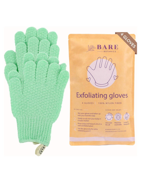 Guantes Exfoliantes Bare Botanics Menta Pack 4 Unidades