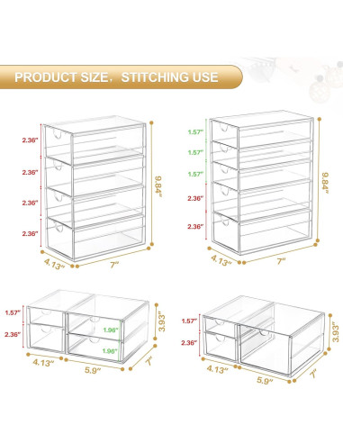 Organizador de Maquillaje Caktraie 16 Cajones Acrílico Transparente