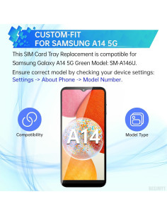 Bandeja de tarjeta SIM negra para Samsung Galaxy A14 5G 2