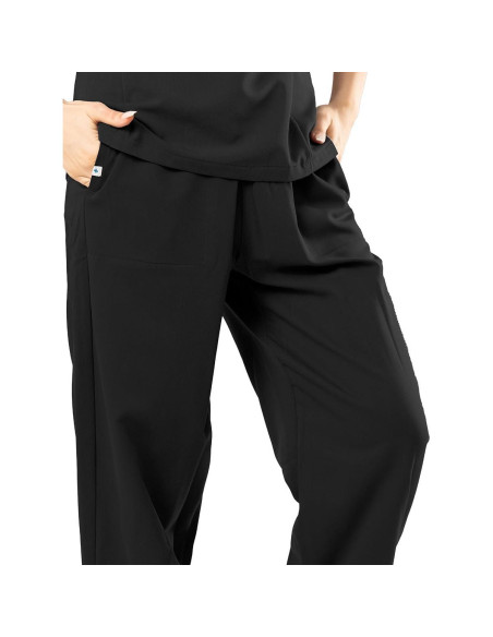 Pantalones de Scrubs para Mujeres Reinwaete, Negro, 5 Bolsillos