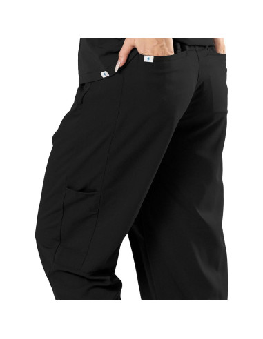 Pantalones de Scrubs para Mujeres Reinwaete, Negro, 5 Bolsillos