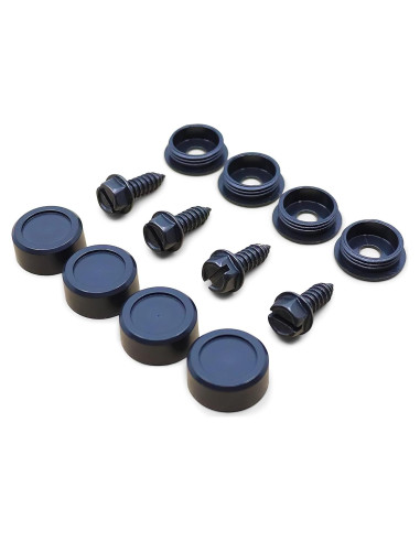 Kit de Tornillos y Tapas para Placas de Matrícula OttoSpeed - 12 Piezas de Acero Inoxidable Negro