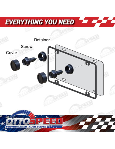 Kit de Tornillos y Tapas para Placas de Matrícula OttoSpeed - 12 Piezas de Acero Inoxidable Negro