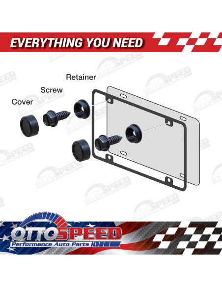 Kit de Tornillos y Tapas para Placas de Matrícula OttoSpeed - 12 Piezas de Acero Inoxidable Negro
