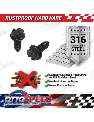 Kit de Tornillos y Tapas para Placas de Matrícula OttoSpeed - 12 Piezas de Acero Inoxidable Negro