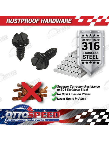 Kit de Tornillos y Tapas para Placas de Matrícula OttoSpeed - 12 Piezas de Acero Inoxidable Negro