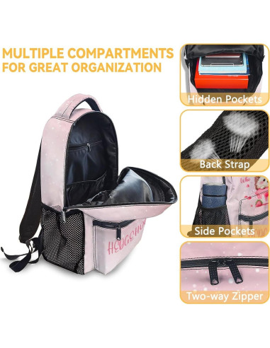 Mochila Escolar UNIKITTY Rosa 40.6x30.5x13.7 cm Ajustable