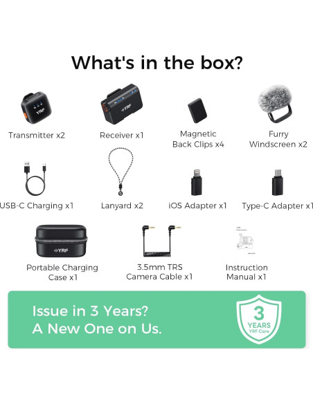 Micrófono Lavalier Inalámbrico YRF M15 con Estuche de Carga