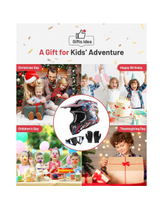 Casco de Motocross Oumurs para Niños 5-14 Años con Gafas y Guantes 2