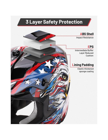 Casco de Motocross Oumurs para Niños 5-14 Años con Gafas y Guantes