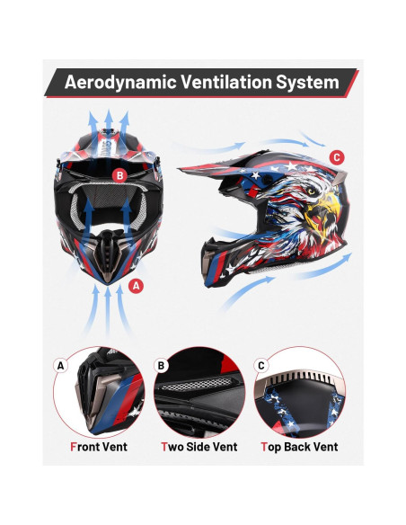 Casco de Motocross Oumurs para Niños 5-14 Años con Gafas y Guantes