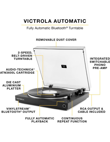 Tocadiscos Bluetooth Automático Victrola con Altavoces Tempo