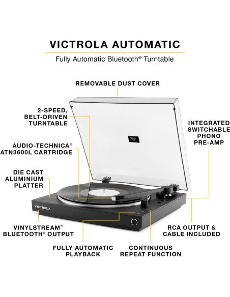 Tocadiscos Bluetooth Automático Victrola con Altavoces Tempo