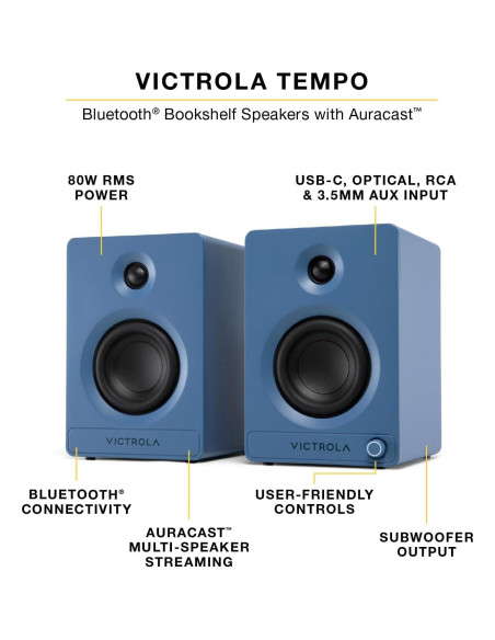 Tocadiscos Bluetooth Automático Victrola con Altavoces Tempo