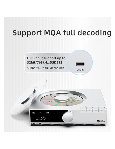Reproductor de CD SMSL PL200T 32bit/768kHz MQA USB Óptico