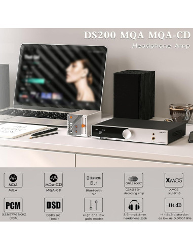 Amplificador DAC SMSL DS200 Hi-Res Bluetooth 5.1 32bit/768kHz