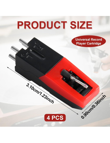 4 Cartuchos Universales para Tocadiscos Aguja Reemplazo ABS