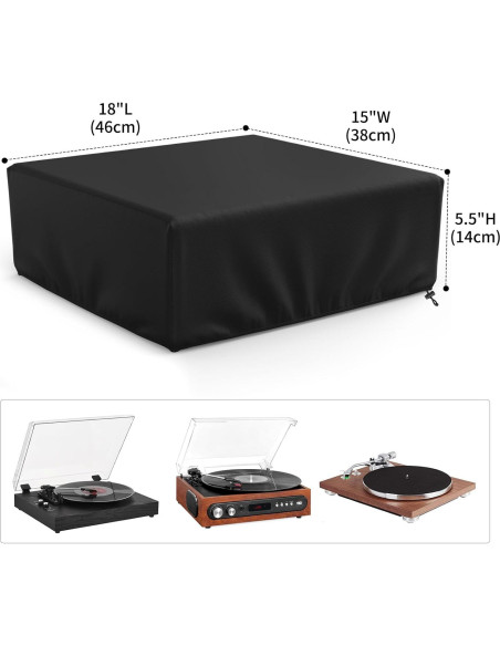 Cubierta de Polvo para Tocadiscos MUTUSHI 45.72x38.1cm Negra