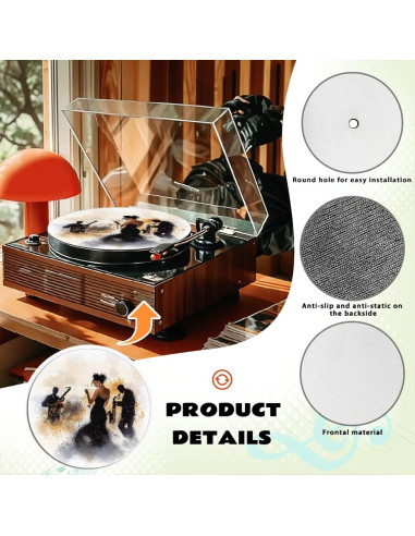 Alfombrilla para Tocadiscos Jazz Theme 30cm Antiestática