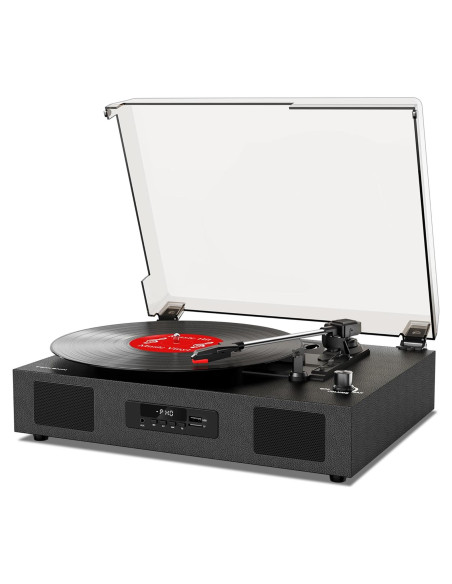 Tocadiscos Vintage TANLANIN 3 Velocidades Bluetooth USB Negro