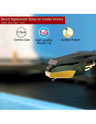 2 Agujas de Reemplazo para Tocadiscos Ruby - Oro
