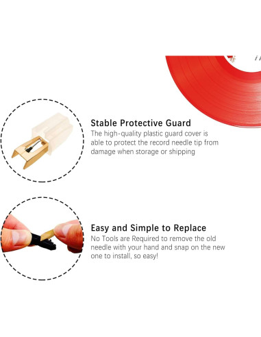 2 Agujas de Reemplazo para Tocadiscos Ruby - Oro