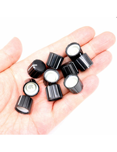 10 Perillas de Control de Potenciómetro D Tipo 6mm ZXUEZHENG Negro