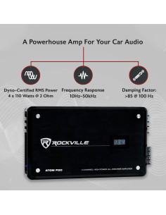 Amplificador Marino Rockville ATOM P20 1600W 4 Canales Bluetooth 2