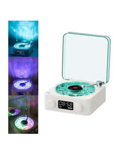 Reproductor de Vinilo Bluetooth Waves Blanco con Luz Ajustable