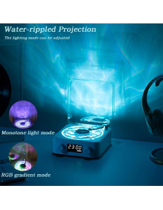 Reproductor de Vinilo Bluetooth Waves Blanco con Luz Ajustable 2