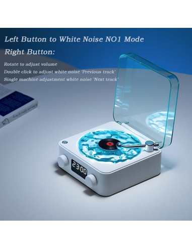 Reproductor de Vinilo Bluetooth Waves Blanco con Luz Ajustable