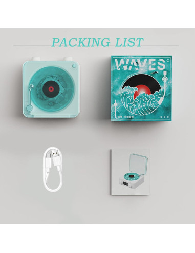 Reproductor de Vinilo Bluetooth Waves Blanco con Luz Ajustable
