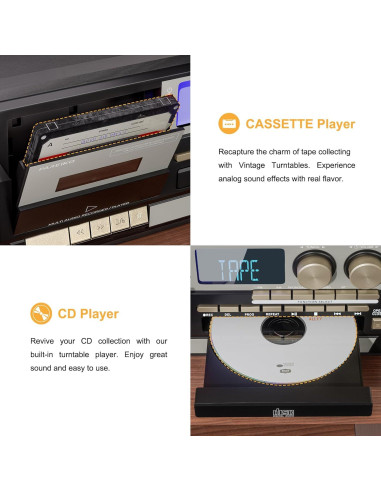 Reproductor de Vinilo PAREIKO T408 10 en 1 Bluetooth 3 Velocidades