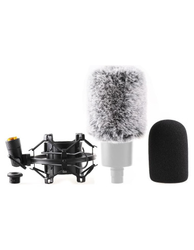 Soporte de Choque Metal Negro para Micrófono AT2020 con Filtro