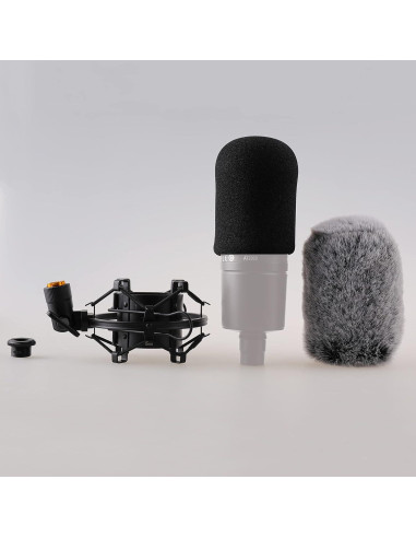 Soporte de Choque Metal Negro para Micrófono AT2020 con Filtro