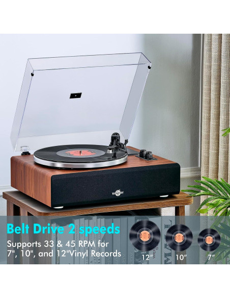 Reproductor de Vinilo Bluetooth FancyRabbit HP-H2410 2 Velocidades