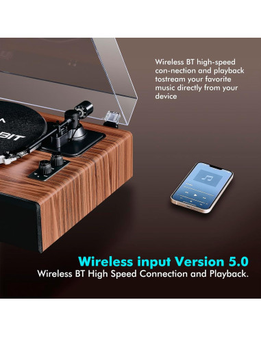 Reproductor de Vinilo Bluetooth FancyRabbit HP-H2410 2 Velocidades