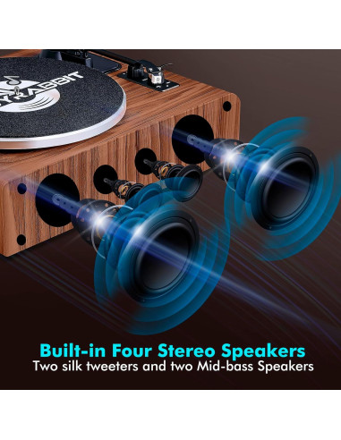 Reproductor de Vinilo Bluetooth FancyRabbit HP-H2410 2 Velocidades