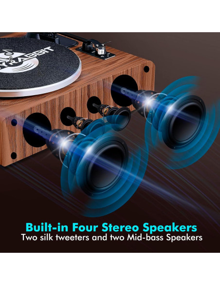 Reproductor de Vinilo Bluetooth FancyRabbit HP-H2410 2 Velocidades